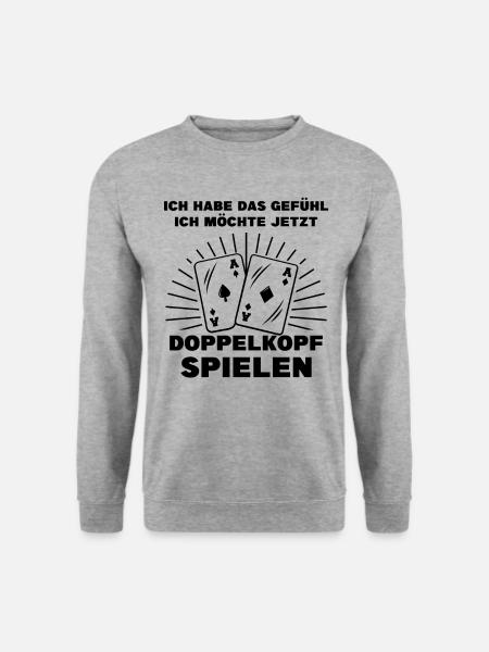 ich möchte jetzt Doppelkopf spielen - Unisex Pullover - Weißgrau meliert