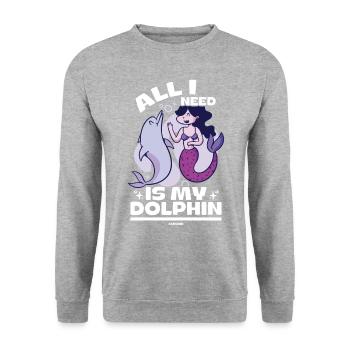 Delfin - Unisex Pullover - Weißgrau meliert - Vorne - Alina (178cm) & Michal (187cm)