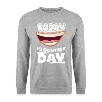 today I go to the dentist - Unisex Sweatshirt - salt & pepper - Front - Alina (178cm) & Michal (187cm)