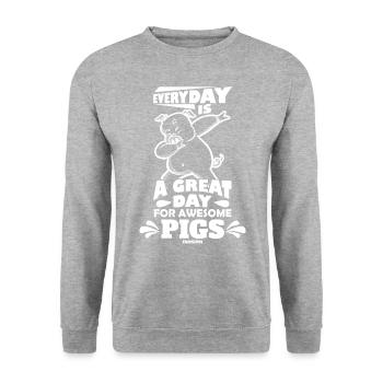 Cochon - Sweat-shirt Unisexe - gris chiné - Devant - Alina (178cm) & Michal (187cm)