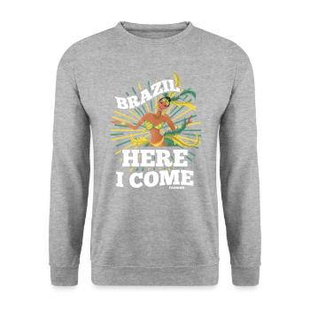 Brasilien Rio de Janeiro Südamerika Geschenk - Unisex Pullover - Weißgrau meliert - Vorne - Alina (178cm) & Michal (187cm)