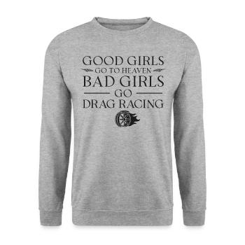 Drag Racing Race Car Girl Good - Unisex Sweatshirt - salt & pepper - Front - Alina (178cm) & Michal (187cm)