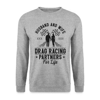 Drag Racing Race Car Mari Femme - Sweat-shirt Unisexe - gris chiné - Devant - Alina (178cm) & Michal (187cm)