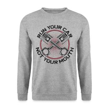 Drag Racing Race Car Vintage Run - Unisex Pullover - Weißgrau meliert - Vorne - Alina (178cm) & Michal (187cm)