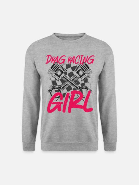 Drag Racing Race Car Girl Vintage - Unisex Pullover - Weißgrau meliert