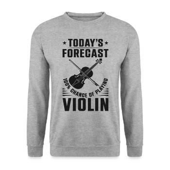 Violin Violinist Today's Forecast - Unisex Pullover - Weißgrau meliert - Vorne - Alina (178cm) & Michal (187cm)