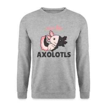 Axolotl cute animals kawaii anime save the axolotl - Unisex Sweatshirt - salt & pepper - Front - Alina (178cm) & Michal (187cm)