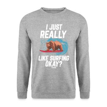 I Just Really Like Surfing Okay - Unisex Sweatshirt - salt & pepper - Front - Alina (178cm) & Michal (187cm)