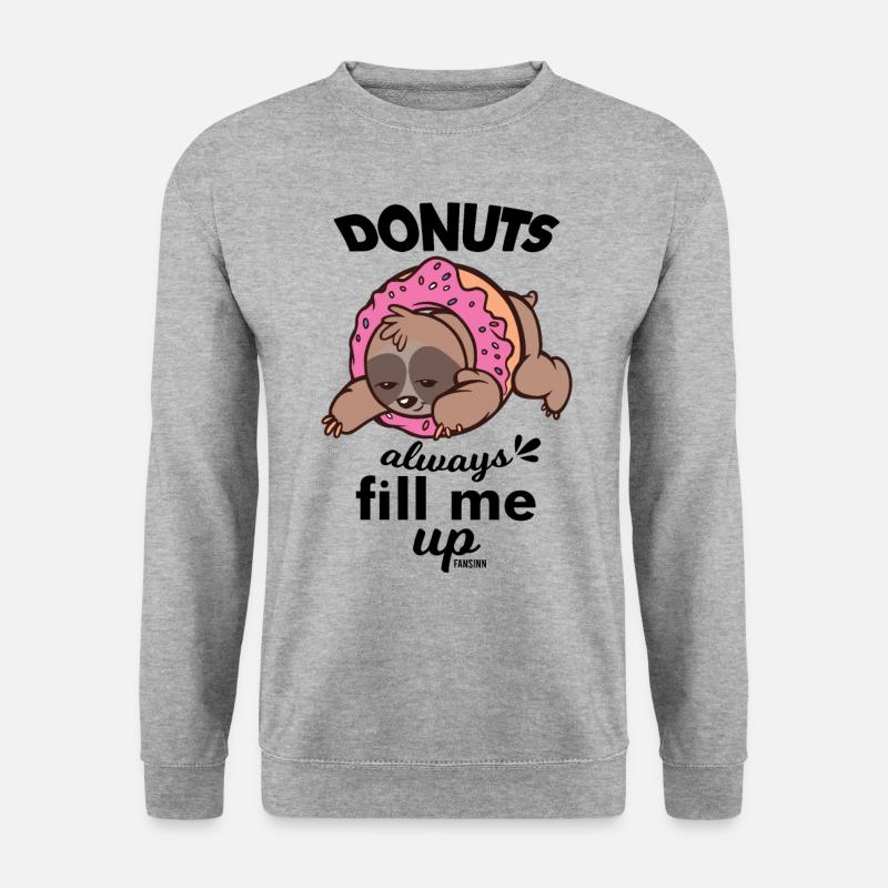 Faultier Donut Kuchen lecker - Unisex Pullover - Weißgrau meliert