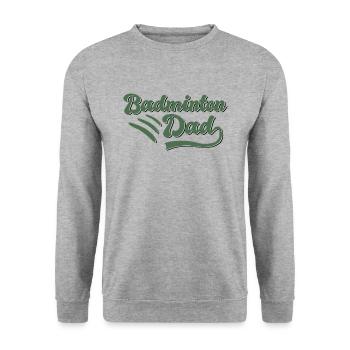 Badminton Papa Geschenk - Unisex Pullover - Weißgrau meliert - Vorne - Alina (178cm) & Michal (187cm)
