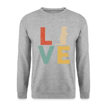 I love Prairie dog, prairie dog - Unisex Pullover - Weißgrau meliert - Vorne - Alina (178cm) & Michal (187cm)