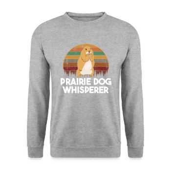 Prairie dog whisperer, prairie dog - Unisex Pullover - Weißgrau meliert - Vorne - Alina (178cm) & Michal (187cm)