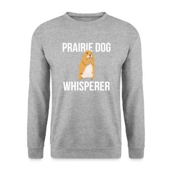 Prairie dog whisperer, prairie dog - Unisex Pullover - Weißgrau meliert - Vorne - Alina (178cm) & Michal (187cm)