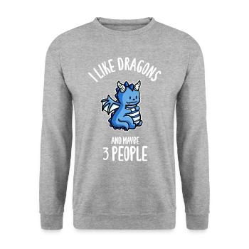 I Like Dragons And Maybe 3 People - Unisex Sweatshirt - salt & pepper - Front - Alina (178cm) & Michal (187cm)