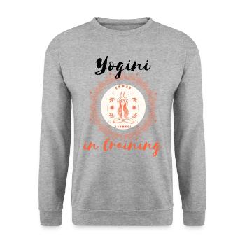 Yogini in training - Unisex Pullover - Weißgrau meliert - Vorne - Alina (178cm) & Michal (187cm)