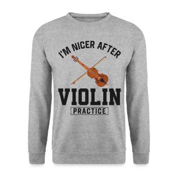 Violin Violinist I'm Nicer After - Unisex Sweatshirt - salt & pepper - Front - Alina (178cm) & Michal (187cm)