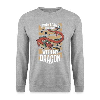 Désolé, je ne peux pas avoir de plans avec mon dragon - Sweat-shirt Unisexe - gris chiné - Devant - Alina (178cm) & Michal (187cm)