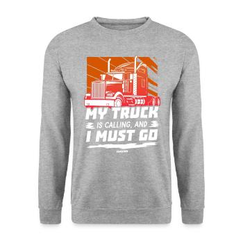 Mon camion appelle et je dois partir - Sweat-shirt Unisexe - gris chiné - Devant - Alina (178cm) & Michal (187cm)