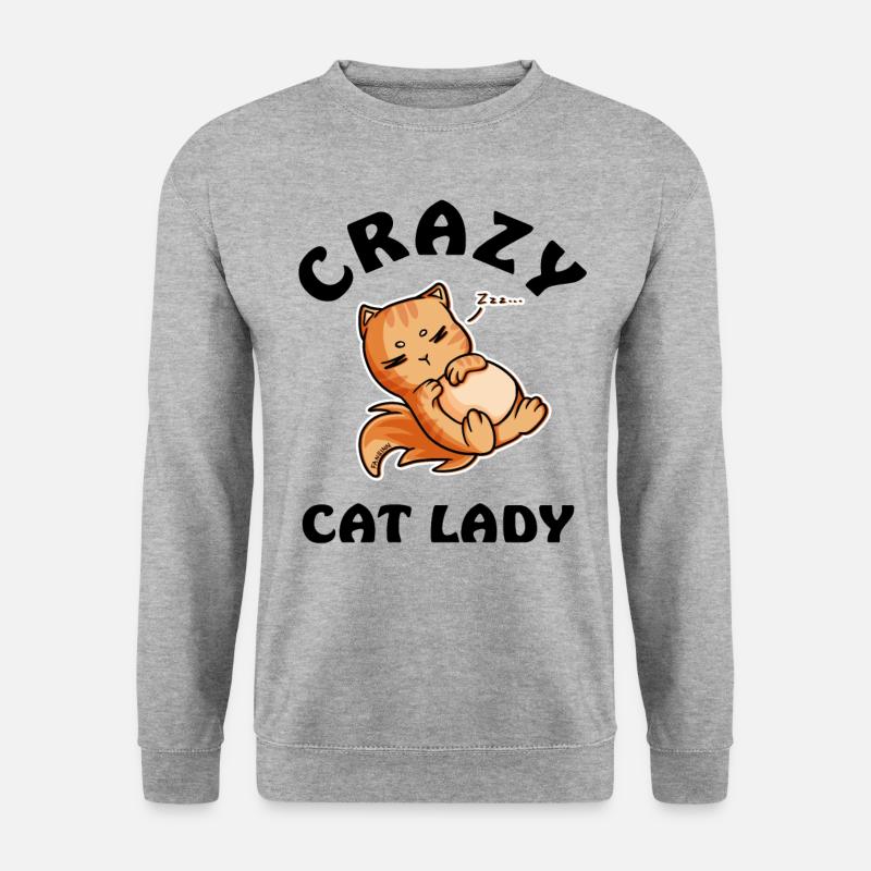 Crazy Cat Lady - Unisex Pullover - Weißgrau meliert