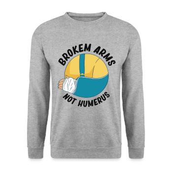 Gebrochene Arme, Nicht Oberarmknochen, Ellbogen, - Unisex Pullover - Weißgrau meliert - Vorne - Alina (178cm) & Michal (187cm)