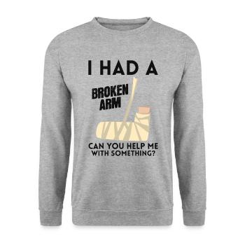Blessure au poignet de la main du coude osseux i - Sweat-shirt Unisexe - gris chiné - Devant - Alina (178cm) & Michal (187cm)