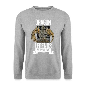 Dragon Legends Never Die - Unisex Pullover - Weißgrau meliert - Vorne - Alina (178cm) & Michal (187cm)