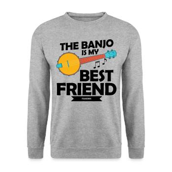 Banjo-Liebhaber - Unisex Pullover - Weißgrau meliert - Vorne - Alina (178cm) & Michal (187cm)