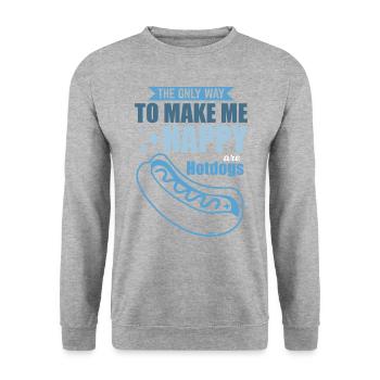 Hotdogs machen mich glücklich - Unisex Pullover - Weißgrau meliert - Vorne - Alina (178cm) & Michal (187cm)