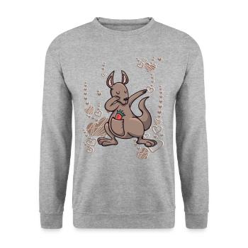 Kangourou Mama Australie J’adore le dabbing - Sweat-shirt Unisexe - gris chiné - Devant - Alina (178cm) & Michal (187cm)