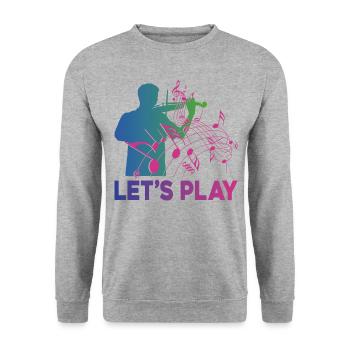 Violon Violoniste Rétro Années 80 90s - Sweat-shirt Unisexe - gris chiné - Devant - Alina (178cm) & Michal (187cm)