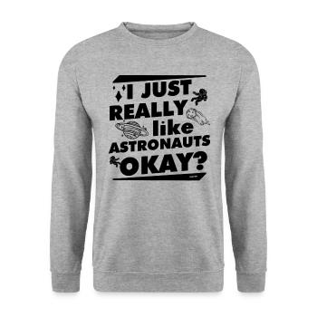 j'aime les astronautes - Sweat-shirt Unisexe - gris chiné - Devant - Alina (178cm) & Michal (187cm)