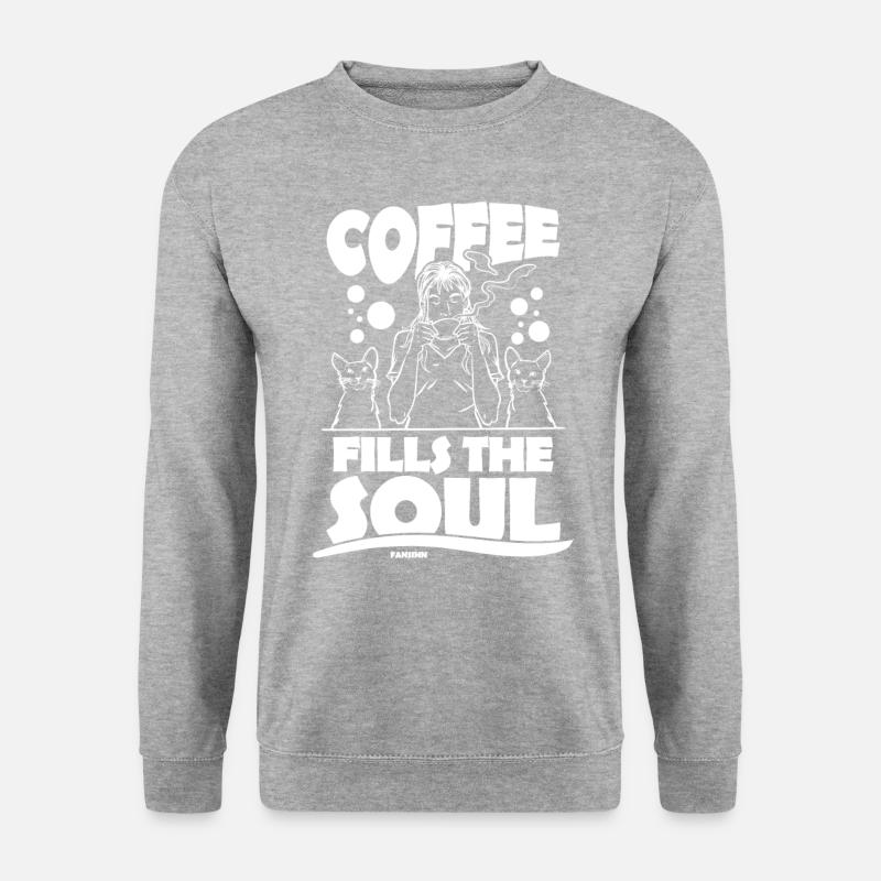 Kaffee - Unisex Pullover - Weißgrau meliert