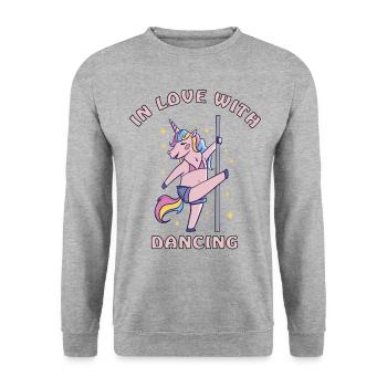 Amoureux de la danse pole dance licorne - Sweat-shirt Unisexe - gris chiné - Devant - Alina (178cm) & Michal (187cm)