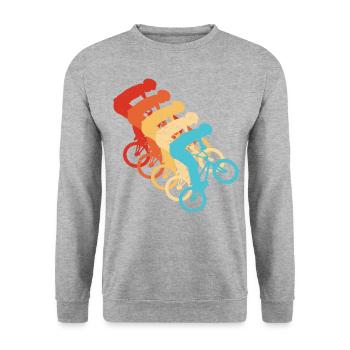 Bike bmx Women Men bmx Boys Cycling - Unisex Sweatshirt - salt & pepper - Front - Alina (178cm) & Michal (187cm)