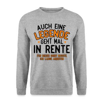 Auch Eine Legende Geht Mal In Rente Rentner Pensio - Unisex Pullover - Weißgrau meliert - Vorne - Alina (178cm) & Michal (187cm)