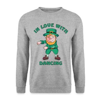 Danse d’un lutin le jour de la Saint-Patrick en Irlande - Sweat-shirt Unisexe - gris chiné - Devant - Alina (178cm) & Michal (187cm)