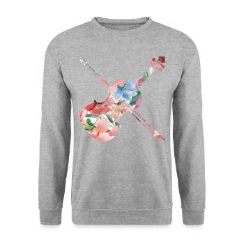 Violin Violinist Tropical Flower - Unisex Sweatshirt - salt & pepper - Front - Alina (178cm) & Michal (187cm)