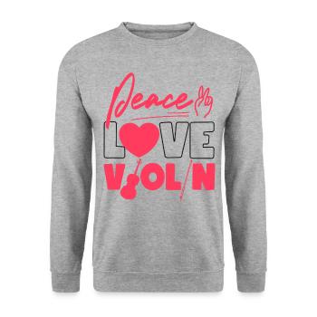 Violon Violoniste Fille Peace Love - Sweat-shirt Unisexe - gris chiné - Devant - Alina (178cm) & Michal (187cm)