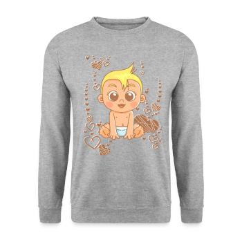 Doux bébé sous l’arc-en-ciel - Sweat-shirt Unisexe - gris chiné - Devant - Alina (178cm) & Michal (187cm)