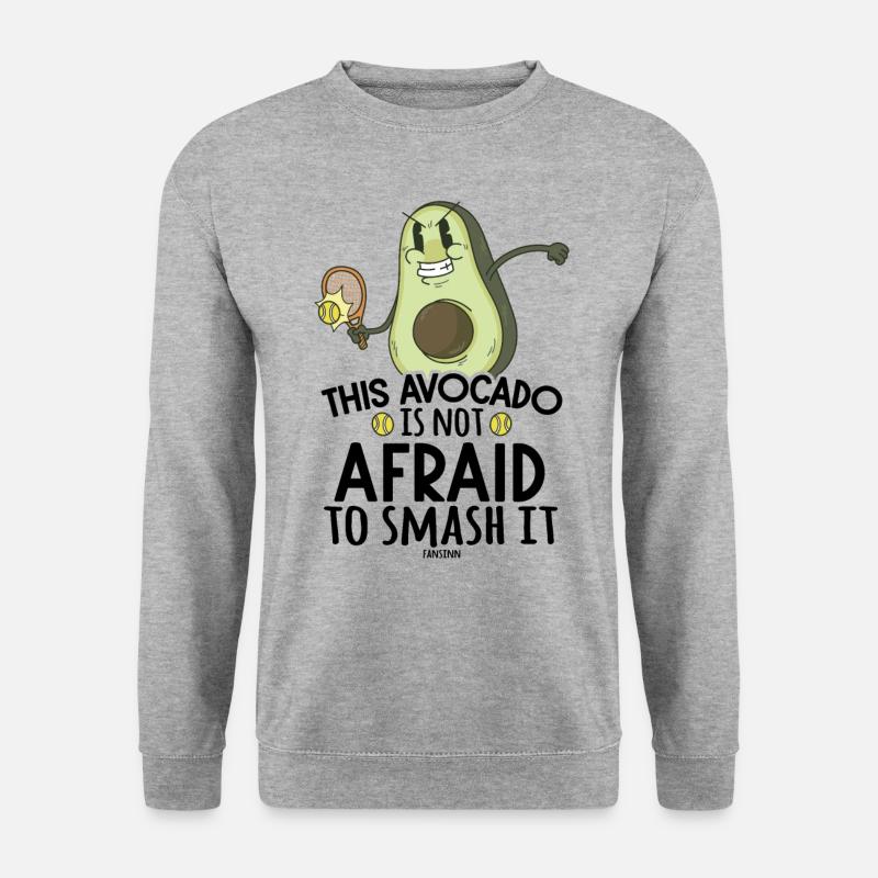 Avocado spielt Tennis - Unisex Pullover - Weißgrau meliert