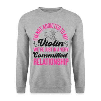 Violin Violinist I'm Not Addicted - Unisex Pullover - Weißgrau meliert - Vorne - Alina (178cm) & Michal (187cm)