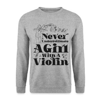 Violoniste Violoniste Fille Jamais - Sweat-shirt Unisexe - gris chiné - Devant - Alina (178cm) & Michal (187cm)