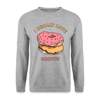ich liebe Donuts - Unisex Pullover - Weißgrau meliert - Vorne - Alina (178cm) & Michal (187cm)