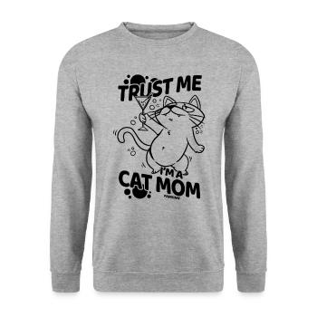 Katzenmama - Unisex Pullover - Weißgrau meliert - Vorne - Alina (178cm) & Michal (187cm)