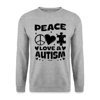 Peace Heart Love Autism Asperger's Puzzle - Unisex Sweatshirt - salt & pepper - Front - Alina (178cm) & Michal (187cm)