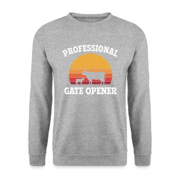 professional gate opener, cow Gate opener - Unisex Pullover - Weißgrau meliert - Vorne - Alina (178cm) & Michal (187cm)