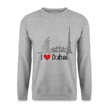 Ich Liebe Dubai - Unisex Pullover - Weißgrau meliert - Vorne - Alina (178cm) & Michal (187cm)