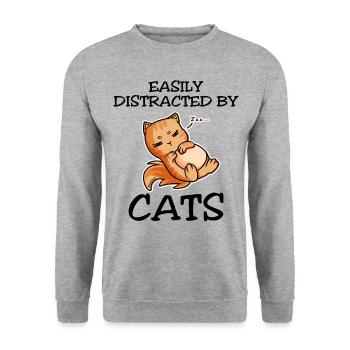 Easily Distracted By Cats - Unisex Sweatshirt - salt & pepper - Front - Alina (178cm) & Michal (187cm)
