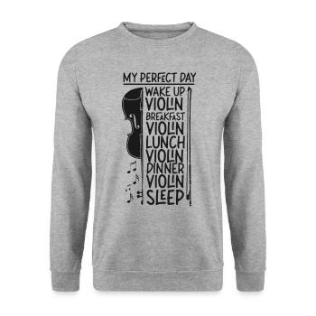 Violin Violinist My Perfect Day - Unisex Pullover - Weißgrau meliert - Vorne - Alina (178cm) & Michal (187cm)