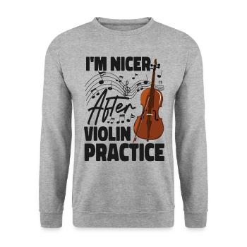 Violin Violinist I'm Nicer After - Unisex Sweatshirt - salt & pepper - Front - Alina (178cm) & Michal (187cm)